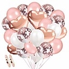 34pcs rose gold confetti balloons set including 20 pcs confetti balloons,  10 pcs rose gold balloons,  4 pcs aluminum foil love balloon