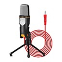 3.5mm Audio Wired Stereo Condenser SF-666 Microphone With Holder Stand Clip For PC Chatting Singing Karaoke Laptop