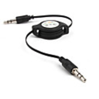 3.5mm Retractable AUX Cable - Black/78cm Length