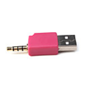 3.5mm To USB Converter Charger Adapter For Ipod Shuffle-2 (Pink)