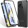 360°full body case for samsung galaxy a21s/a51/a71/a81/a91,  magnetic adsorption metal cover with built-in screen protector[9h clear anti-scratch strong tempered glass], alloy bumper protection(black) miniinthebox