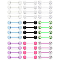 36pcs 14g glow in dark flexible bioflex acrylic straight tongue barbell nipple ring nipplerings retainer piercing jewelry for women men 16mm bar 4
