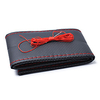 38cm Diameter Handmade Microfiber Leather Steering Wheel Cover Red Black Cover miniinthebox