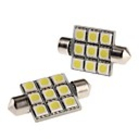 39mm 1.5W 9x5050 SMD White Festoon LED Bulb for Car Dome/Map/License Light (12V,  2-Pack)