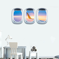 3D 3pcs Airplane on The Air View Landscape Wall Stickers Living Room / Office Pre-pasted PVC Home Decoration Wall Decal 1pc 35x50cm