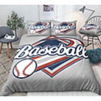 3D Baseball Print 3-Piece Duvet Cover Set Hotel Bedding Sets Comforter Cover with Soft Lightweight Microfiber(Include 1 Duvet Cover and 1or 2 Pillowcases)