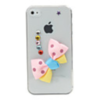 3D Bling Ribbon Diamond Protective Back Case for iPhone 4