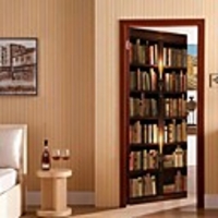 3D Bookcase Self-adhesive Creative Door Stickers Living Room DIY Decoration Home Waterproof Wall Stickers