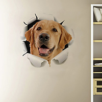 3D Broke the Wall Effect Dog Cartoon Home Children