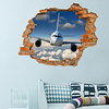 3D Broken Wall Blue Sky White Cloud Aircraft Home Corridor Background Decoration Can Be Removed Stickers miniinthebox