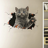 3D Broken Wall Cute Cat Cartoon Home Background Decoration Removes Sticker miniinthebox