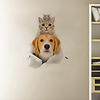3D Broken-Wall Dog and Cat Folded Cartoon Home Children
