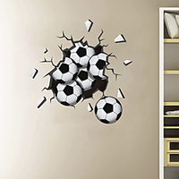 3D Broken Wall Football Home Corridor Background Decoration Can Be Removed Stickers miniinthebox