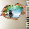 3D Broken Wall Green Bamboo Rain Flower Stone Home Corridor Background Decoration Can Be Removed Stickers miniinthebox