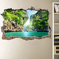3D Broken Wall Natural Canyon Lake Home Corridor Background Decoration Can Be Removed Stickers miniinthebox