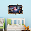 3D Broken Wall Planet Satellite Series Wall Stickers Home Children