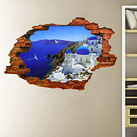 3D Broken Wall Scenery Blue Love Sea Home Living Room Bedroom Decoration Can Be Removed Wall Stickers miniinthebox