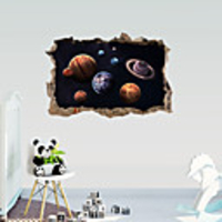 3D Broken Wall Star Planet Nine Planet Wall Stickers Living Room Bedroom Children