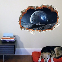 3d broken wall starry sky effect children