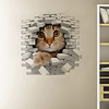 3D Broken Wall White Brick Cat Cartoon Home Children