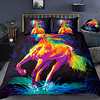3D Colorful Horse 3-Piece Duvet Cover Set Hotel Bedding Sets Comforter Cover with Soft Lightweight Microfiber For Holiday Decoration(Include 1 Duvet Cover and 1or 2 Pillowcases)