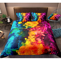 3D Colorful Smog 3-Piece Duvet Cover Set Hotel Bedding Sets Comforter Cover with Soft Lightweight Microfiber,  Include 1 Duvet Cover,  2 Pillowcases for Double/Queen/King(1 Pillowcase for Twin/Single)