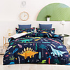 3D Cute Dinosaur Print 3-Piece Duvet Cover Set Hotel Bedding Sets Comforter Cover with Soft Lightweight Microfiber(Include 1 Duvet Cover and 1or 2 Pillowcases)