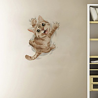 3D Cute Scratching Wall Cat Cartoon Home Children
