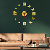 3D DIY Wall Clock Frameless Mirror Wall Sticker Home Decor for Living Room Bedroom