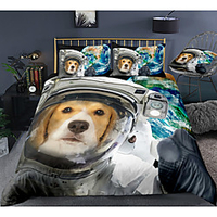 3D Dog Print 3-Piece Duvet Cover Set Hotel Bedding Sets Comforter Cover with Soft Lightweight Microfiber,  Include 1 Duvet Cover,  2 Pillowcases for Double/Queen/King(1 Pillowcase for Twin/Single)