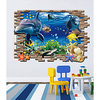 3D Dolphin Ocean Fish Wall Stickers Living Room / Kids Room Kindergarten Pre-pasted PVC Home Decoration Wall Decal 1pc 60x90cm