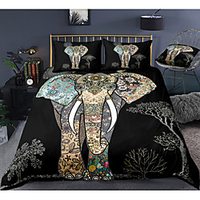 3D Elephant Print 3-Piece Duvet Cover Set Hotel Bedding Sets Comforter Cover with Soft Lightweight Microfiber,  Include 1 Duvet Cover,  2 Pillowcases for Double/Queen/King(1 Pillowcase for Twin/Single)