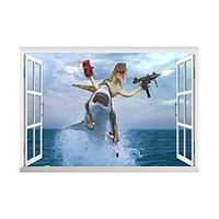 3D Fake Window Dinosaur Shark Sniper Home Children