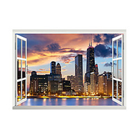 3D False Window City Night View Home Children