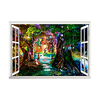 3D False Window Colorful Tree Hole Small Bridge Running Water Children