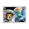 3D False Window Moon Dog Astronaut Home Children