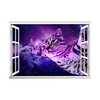 3D False Window Purple Starry Sky Cat Home Children