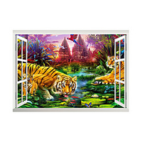 3D False Window Tiger Animal Park Home Children