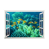 3D False Window Underwater Aquatic Grass Fish Group Home Children