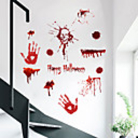 3D Horror Blood Handprint Halloween Wall Stickers Decorative Wall Stickers,  PVC Home Decoration Wall Decal Wall Decoration / Removable