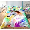3D Horse Print 3-Piece Duvet Cover Set Hotel Bedding Sets Comforter Cover with Soft Lightweight Microfiber,  Include 1 Duvet Cover,  2 Pillowcases for Double/Queen/King(1 Pillowcase for Twin/Single)