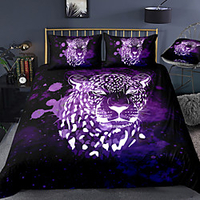 3D Leopard Print 3-Piece Duvet Cover Set Hotel Bedding Sets Comforter Cover with Soft Lightweight Microfiber For Holiday Decoration(Include 1 Duvet Cover and 1or 2 Pillowcases)