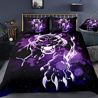 3D Leopard Print 3-Piece Duvet Cover Set Hotel Bedding Sets Comforter Cover with Soft Lightweight Microfiber For Holiday Decoration(Include 1 Duvet Cover and 1or 2 Pillowcases)