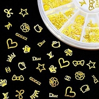 3D Metal Nail Art Decoration Set Rose Gold Silver Nail Studs Moon Star Nail Charms Manicure Jewelry