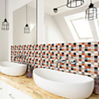 3D Mosaic Agate Orange Wall Sticker Bathroom Waterproof Tile Sticker Kitchen Oil Repellent Antifouling Sticker