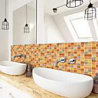 3D Mosaic Rich Yellow Wall Sticker Bathroom Waterproof Tile Sticker Kitchen Oil and Antifouling Sticker