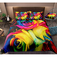 3D Rose Print 3-Piece Duvet Cover Set Hotel Bedding Sets Comforter Cover with Soft Lightweight Microfiber,  Include 1 Duvet Cover,  2 Pillowcases for Double/Queen/King(1 Pillowcase for Twin/Single)