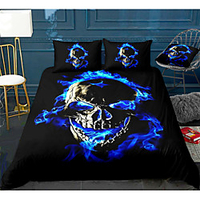 3D Skull Series 3-Piece Duvet Cover Set Hotel Bedding Sets Comforter Cover with Soft Lightweight Microfiber,  Include 1 Duvet Cover,  2 Pillowcases for Double/Queen/King(1 Pillowcase for Twin/Single)