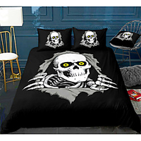 3D Skull Series 3-Piece Duvet Cover Set Hotel Bedding Sets Comforter Cover with Soft Lightweight Microfiber,  Include 1 Duvet Cover,  2 Pillowcases for Double/Queen/King(1 Pillowcase for Twin/Single)