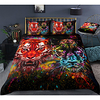3D Tiger Print 3-Piece Duvet Cover Set Hotel Bedding Sets Comforter Cover with Soft Lightweight Microfiber,  Include 1 Duvet Cover,  2 Pillowcases for Double/Queen/King(1 Pillowcase for Twin/Single)